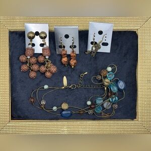 Boho Eclectic Jewelry bundle | NY&Co Necklace + 3 Pairs Earrings